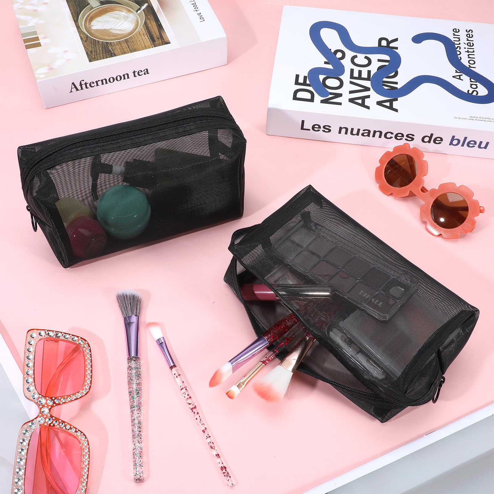 PercyEffie black mesh bag with zipper suits home, travel, and school use