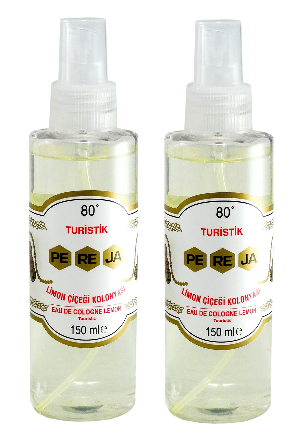 Pereja Lemon Cologne Spray bottle front view highlighting fresh citrus scent for daily refreshment