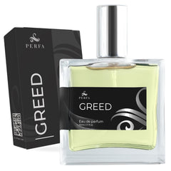 Perfa Greed Cologne bottle front, bold presence for daily wear.