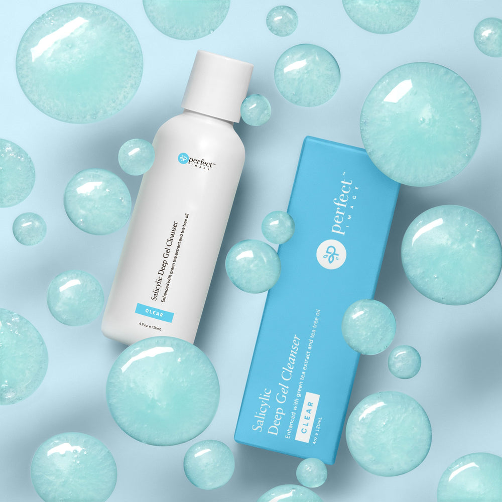 Perfect Image AHA/BHA blend illustration highlighting exfoliation and texture improvement.