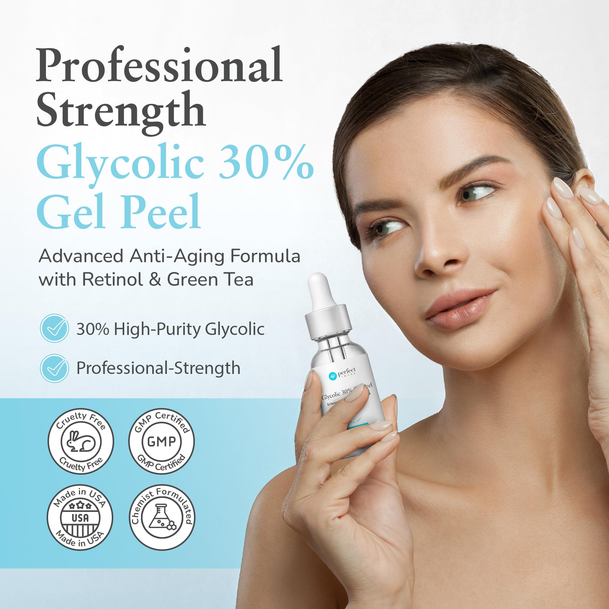 Perfect Image glycolic acid 30 peel label highlights professional grade formula.