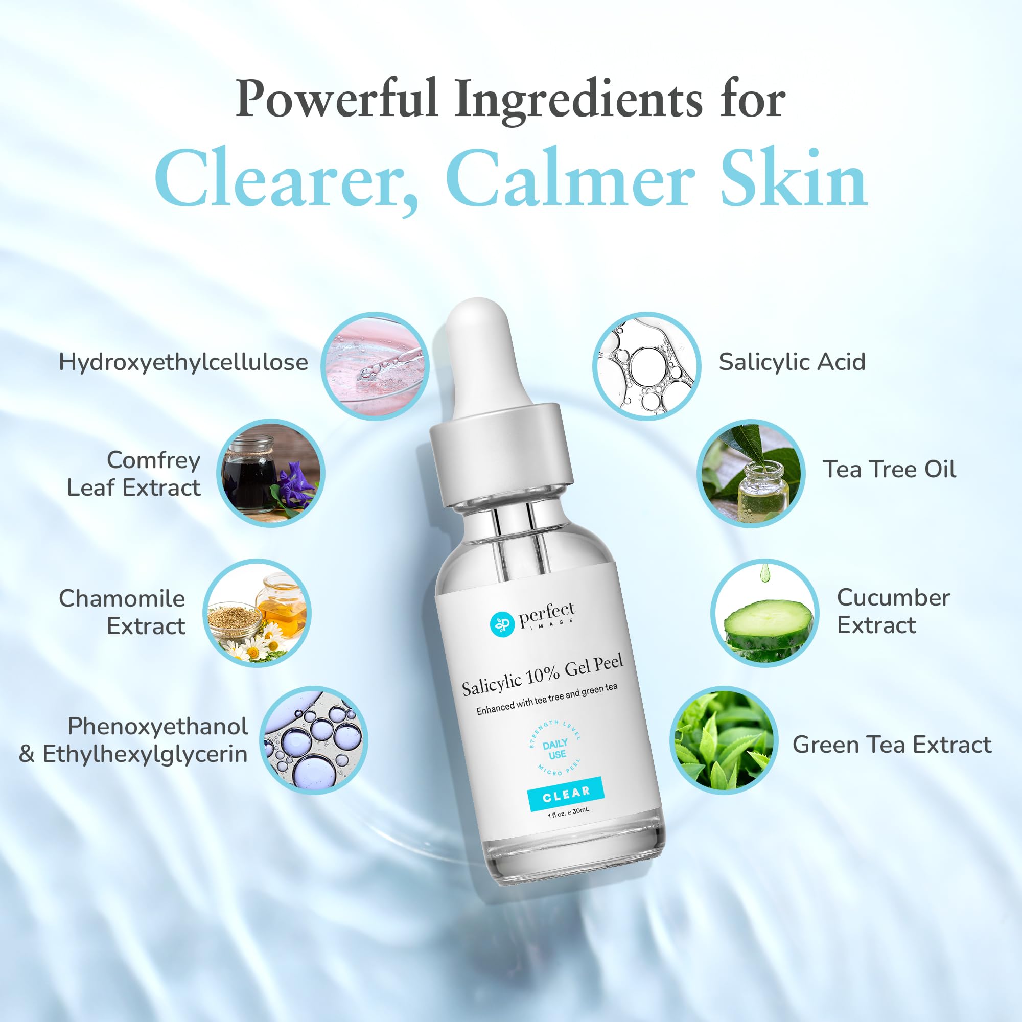 Perfect Image gel peel exfoliation action softens rough patches.