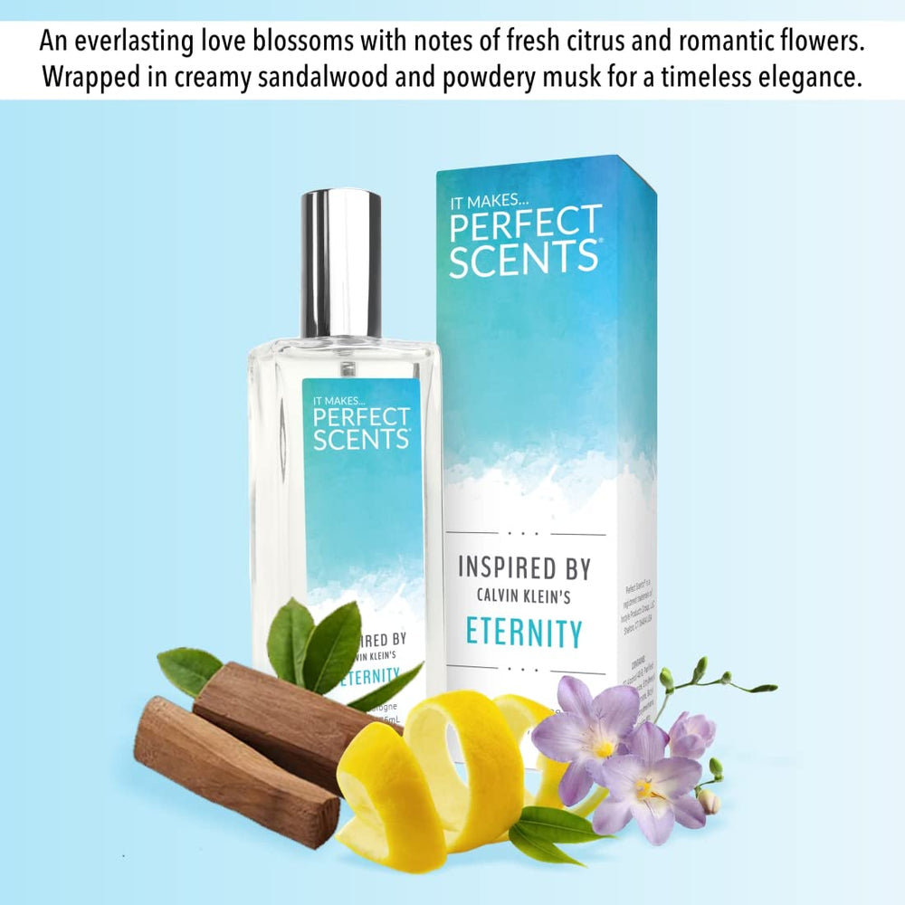 Perfect Scents Eternity bottle on wood surface exudes luxury