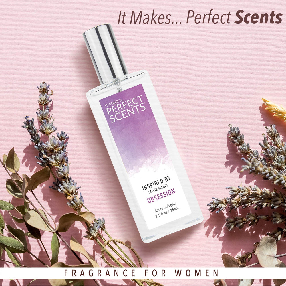 Perfect Scents Obsession bottle side, showcasing elegant design for evening wear.