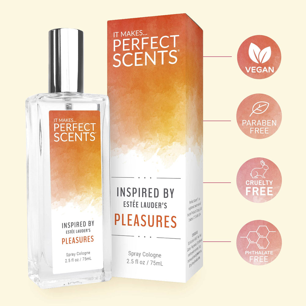 Perfect Scents Pleasures-inspired sandalwood base provides a warm, lasting impression.