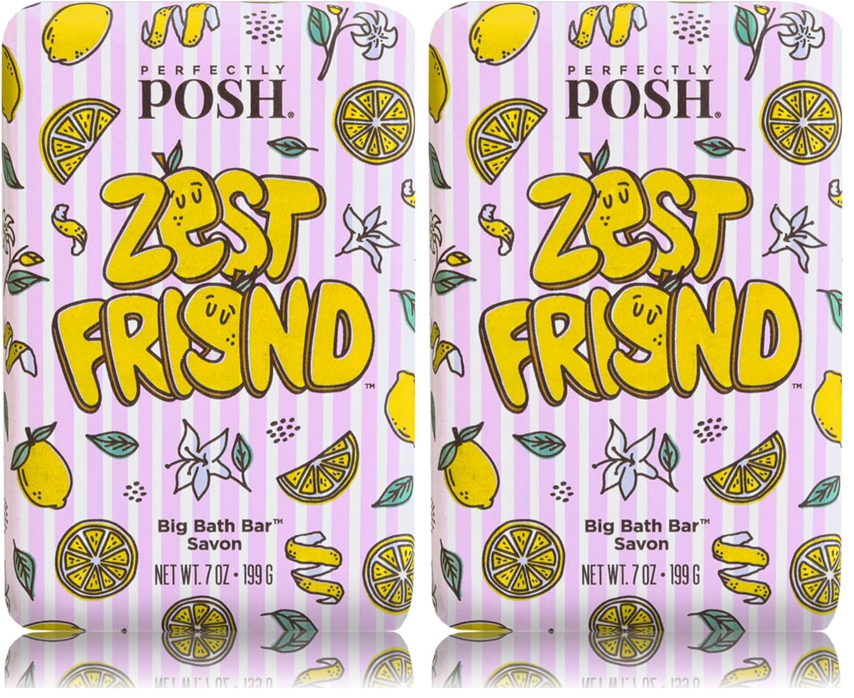 Perfectly Posh Zest Friend Big Bath Bar pack two showcases citrus freshness for invigorating baths.