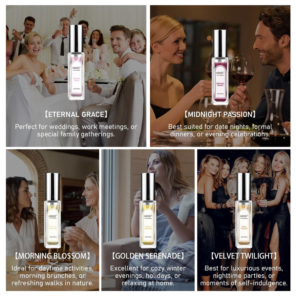 5Pcs Perfume Sample: compact design fits purses and carry-ons for on-the-go refreshes