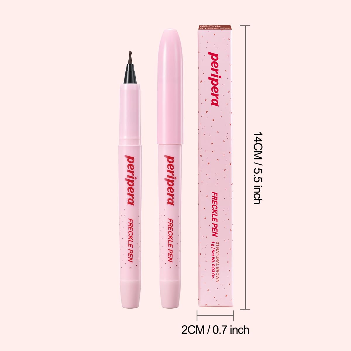 Peripera Freckle Pen quick, mess-free touch-ups with compact design.
