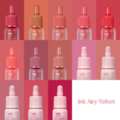 Peripera Ink Airy Velvet Lip Tint 007 Heart Grapefruit—precision applicator guides lip lining.