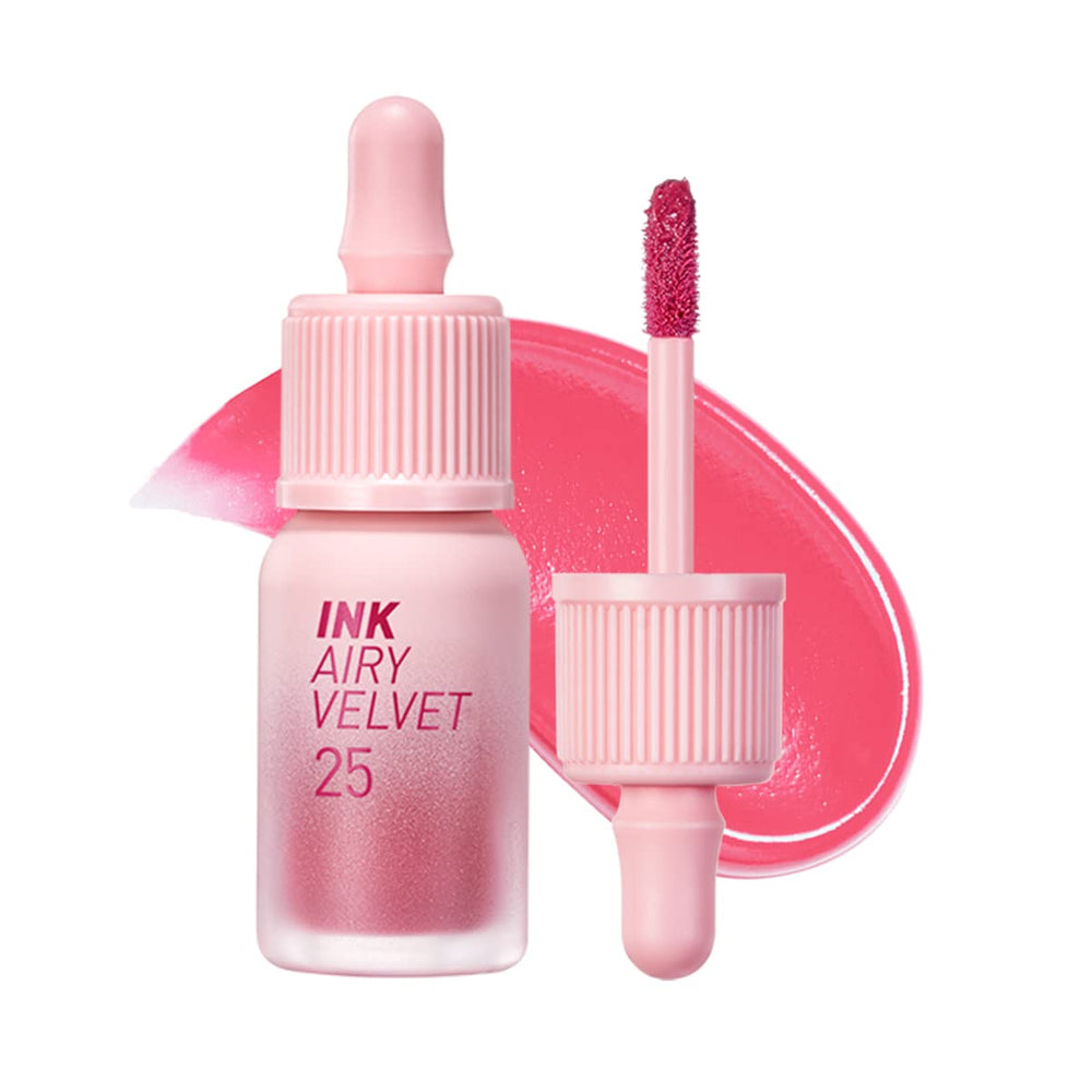 Peripera Ink Airy Velvet Lip Tint 025 Zazzy Peach packaging with moisture-rich formula