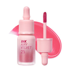 Peripera Ink Airy Velvet Lip Tint 025 Zazzy Peach packaging with moisture-rich formula