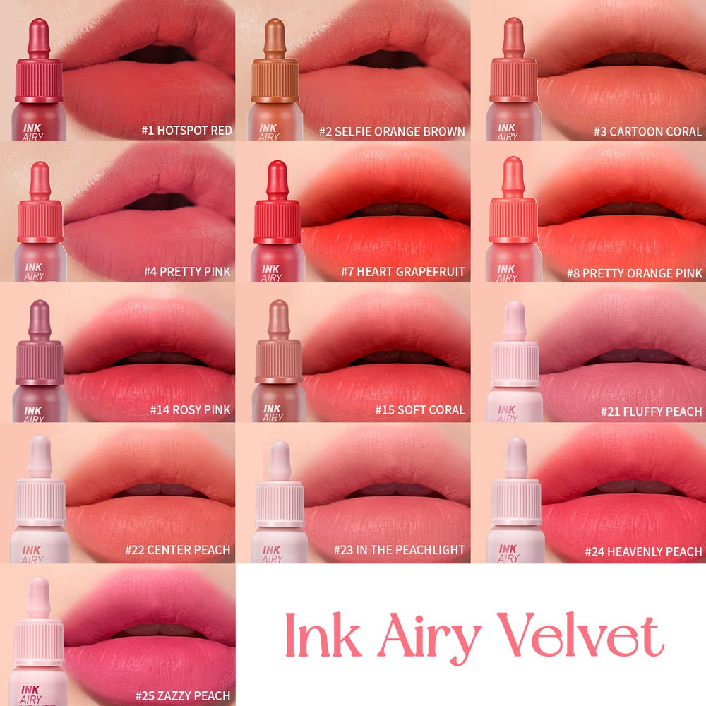 Swatch of Peripera Ink Airy Velvet Lip Tint showing soft pigmentation.