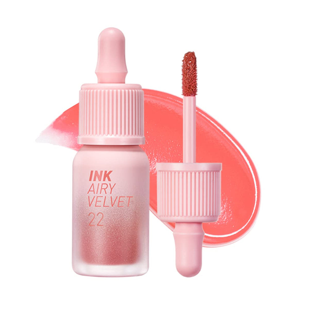 Peripera Ink Airy Velvet Lip Tint Center Peach bullet wand for precise application