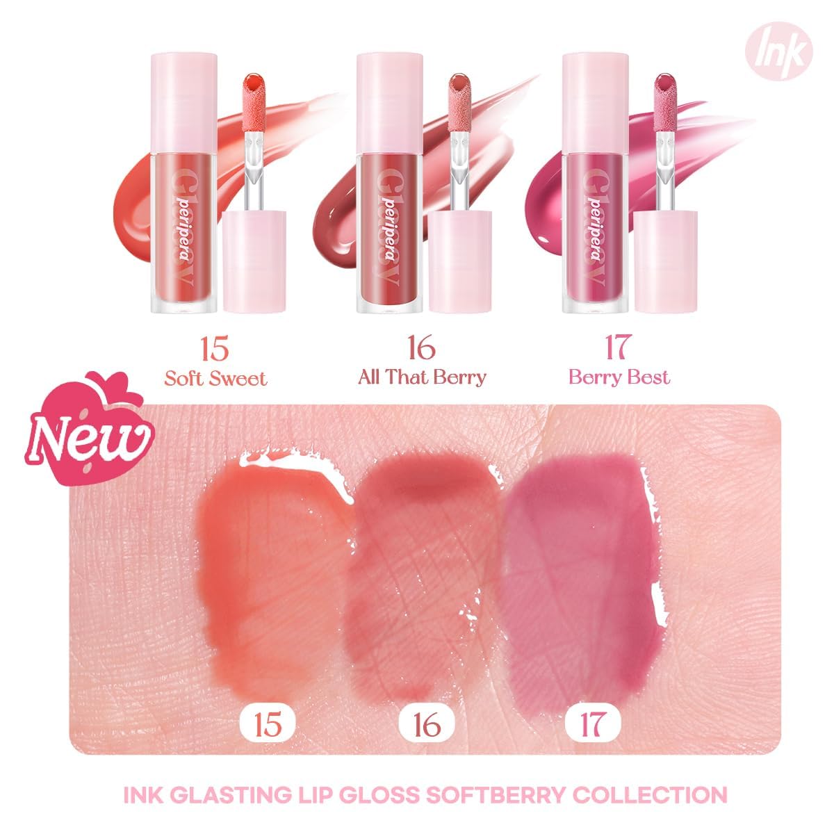 Peripera Ink Glasting Lip Gloss offers a non-sticky shine across layers