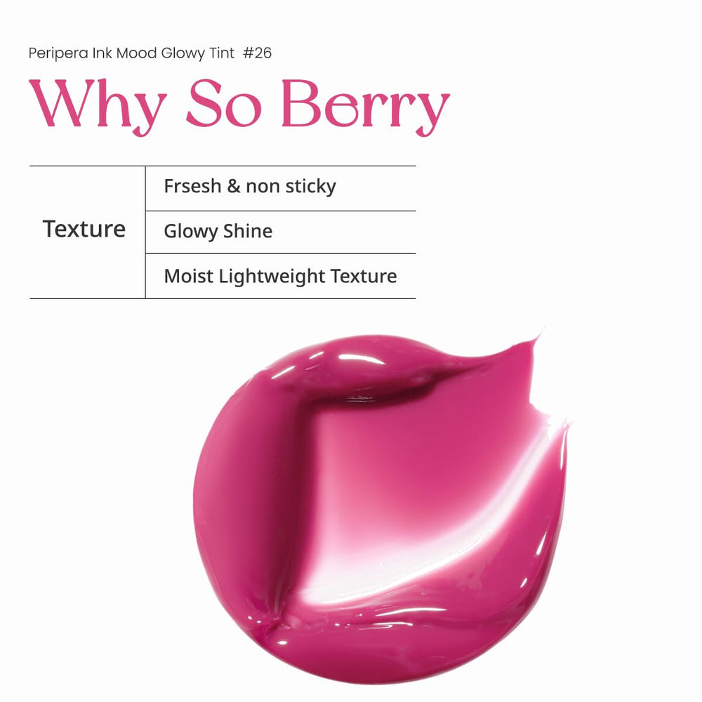 Peripera Ink Mood Glowy Tint glow finish catches light for radiant color.