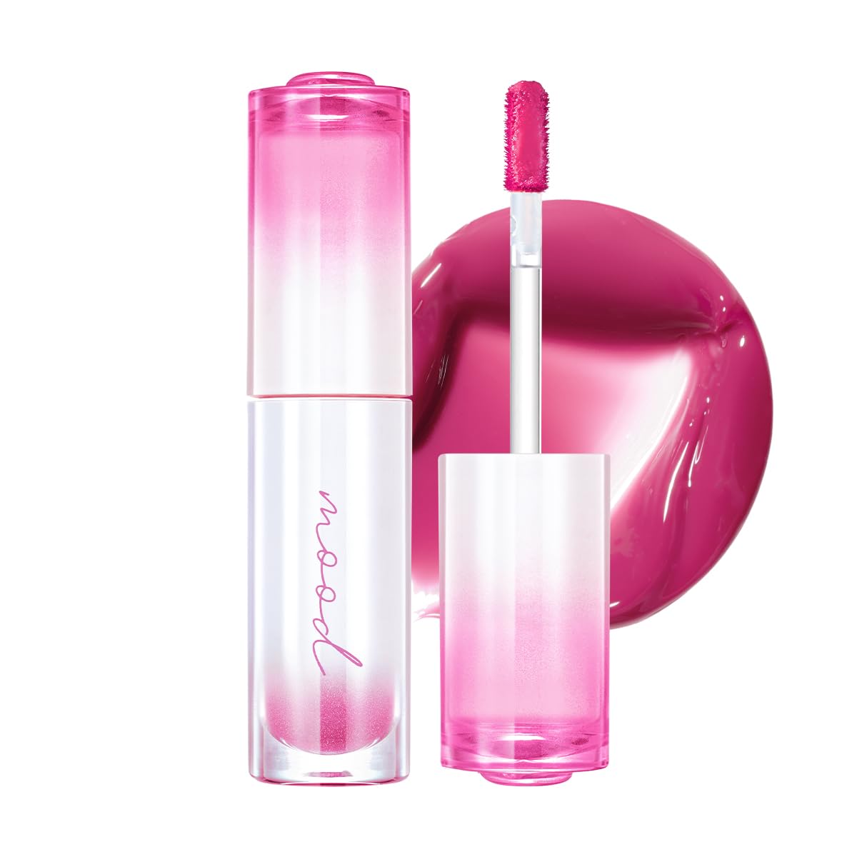 Peripera Ink Mood Glowy Tint lip-plumping close-up showing a glossy, fuller pout.