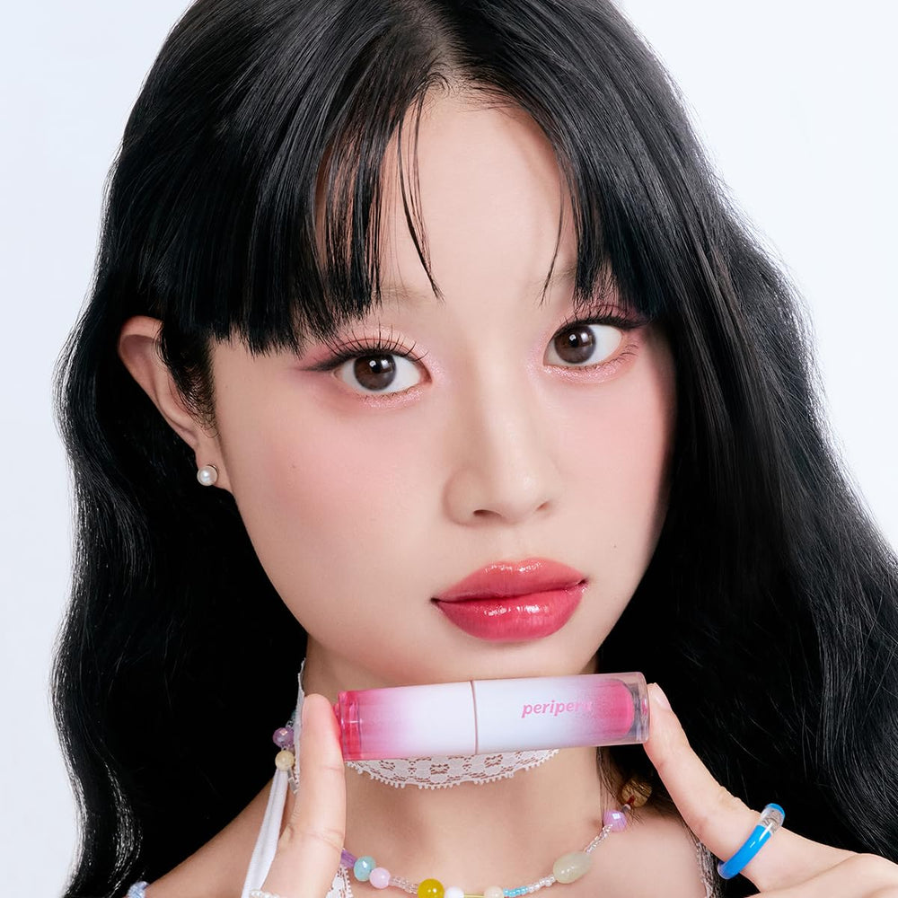 Lips wearing Peripera Ink Mood Glowy Tint with long-lasting glow