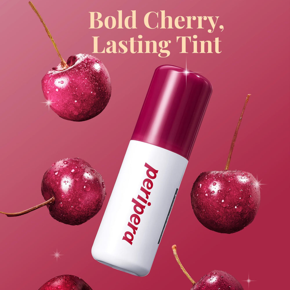 Peripera Ink Peel Off Lip Stain on lips demonstrates transfer-proof wear