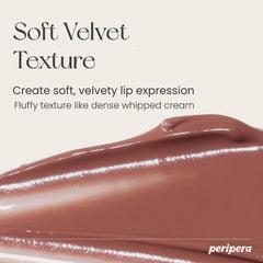 Swatch of Peripera Ink the Velvet Lip Tint 043 Caffeine Nude showing rich pigment