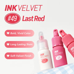 Peripera Ink The Velvet Lip Tint swatches show rich pigment and even opacity.