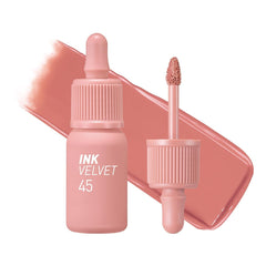 Peripera Ink the Velvet Lip Tint bottle closeup with vivid color and premium packaging.