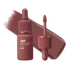 Peripera Ink the Velvet Lip Tint Chestnut Nude swatch shows rich pigment
