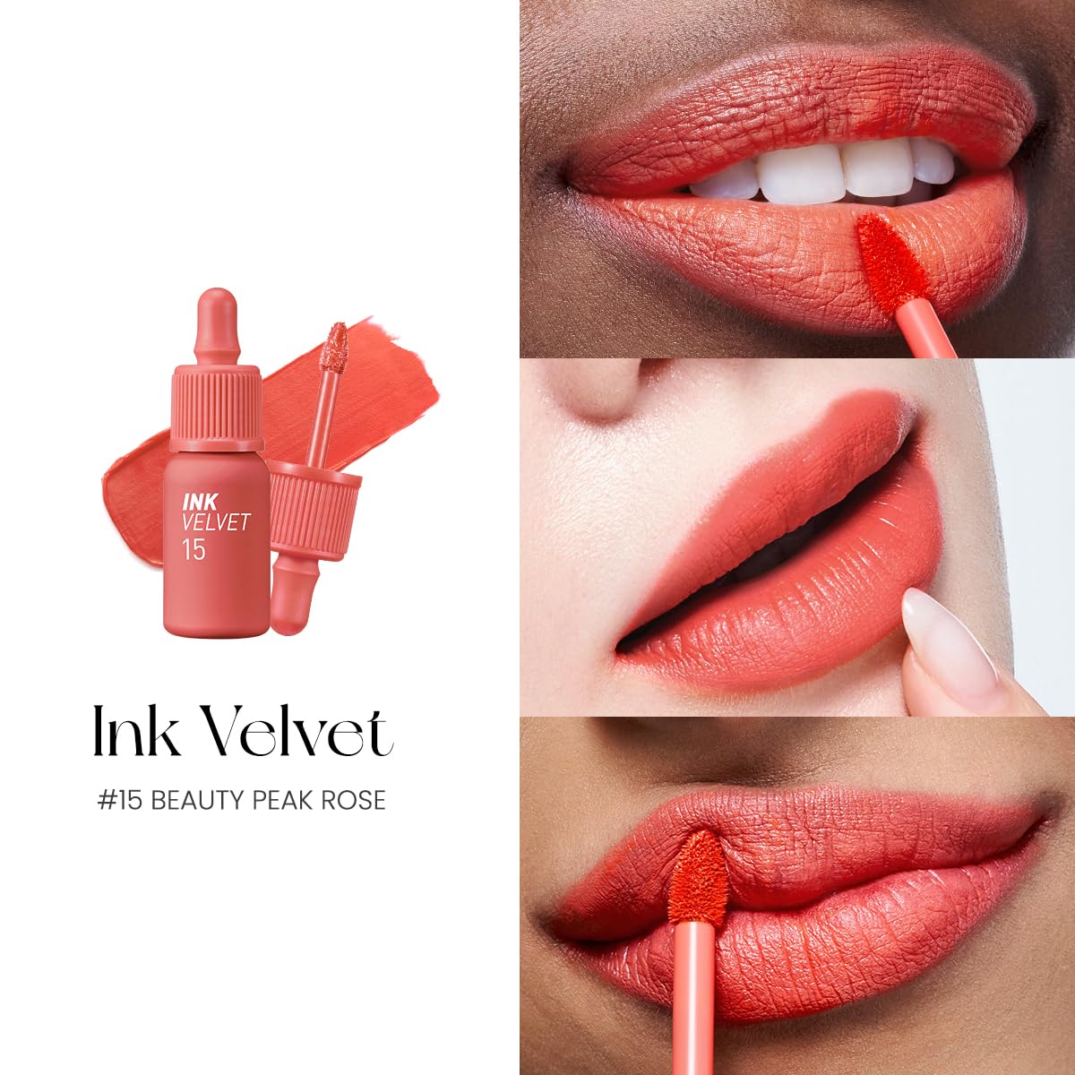 Peripera Ink the Velvet Lip Tint moisturizing formula with jojoba oil.