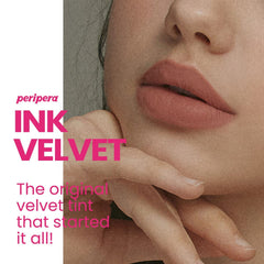 Peripera Ink The Velvet Lip Tint creamy mousse application demonstrates smooth color