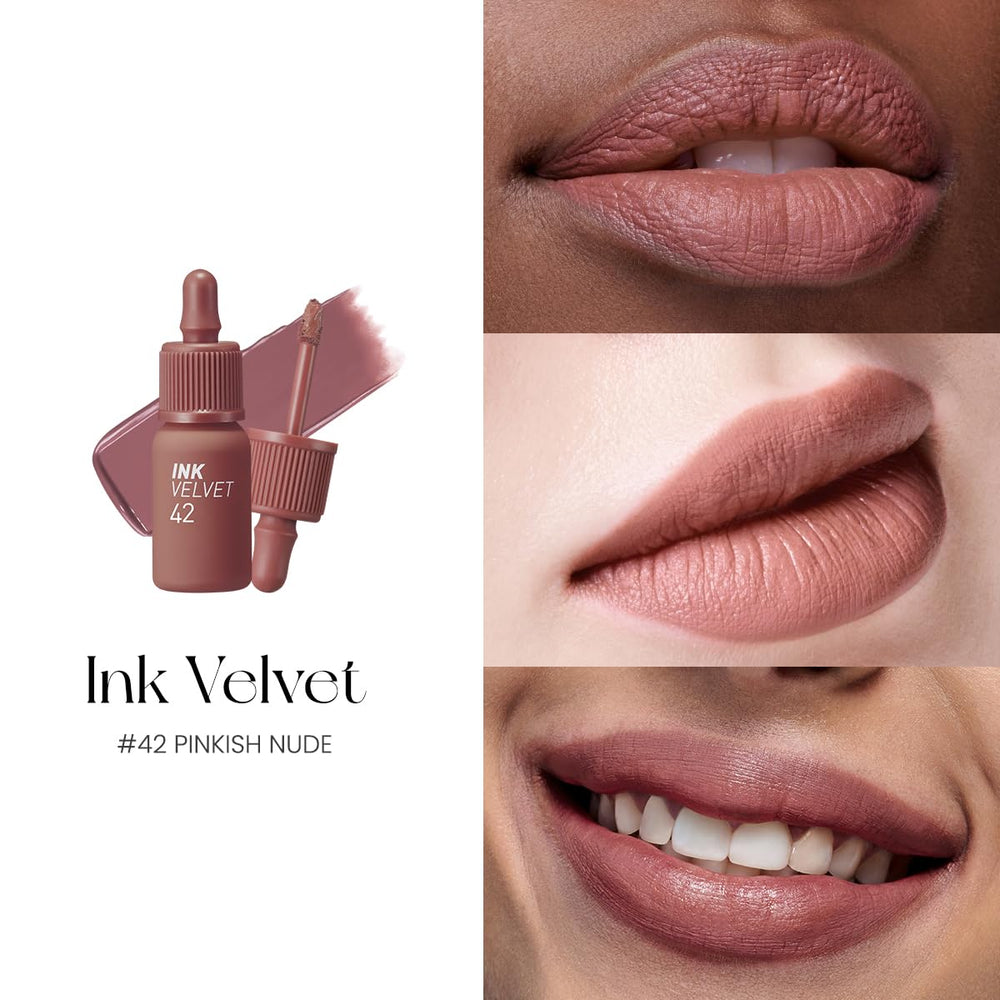 Peripera Ink the Velvet Lip Tint gradient application shows buildable coverage.