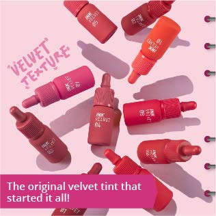 Peripera Ink the Velvet Lip Tint nude rose coral red shade range options.