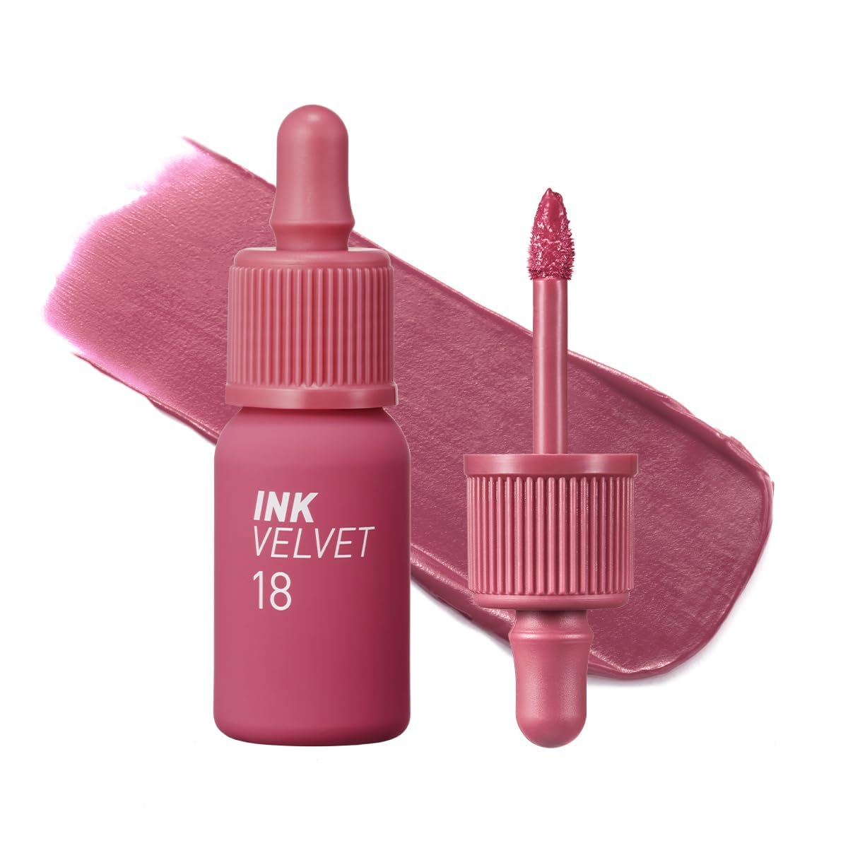 Peripera Ink the Velvet Lip Tint Star Plum Pink swatches show vibrant color for daily wear.