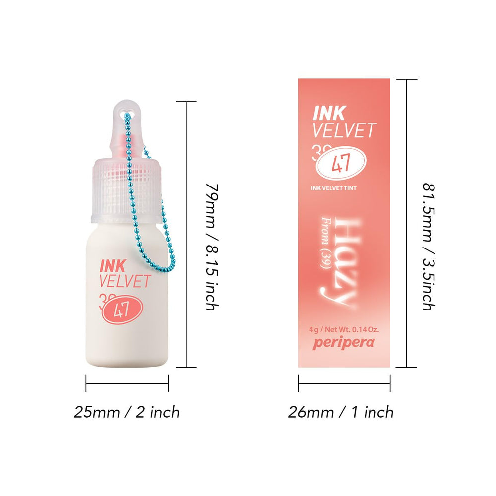 Peripera Ink Velvet Sunny Coral packaging highlights clean ingredients and accessibility.