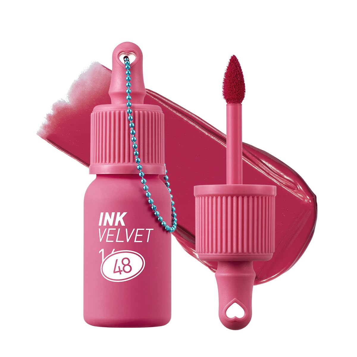 Peripera Ink Velvet 48 100 Hearts bottle close-up, longwear lip tint.