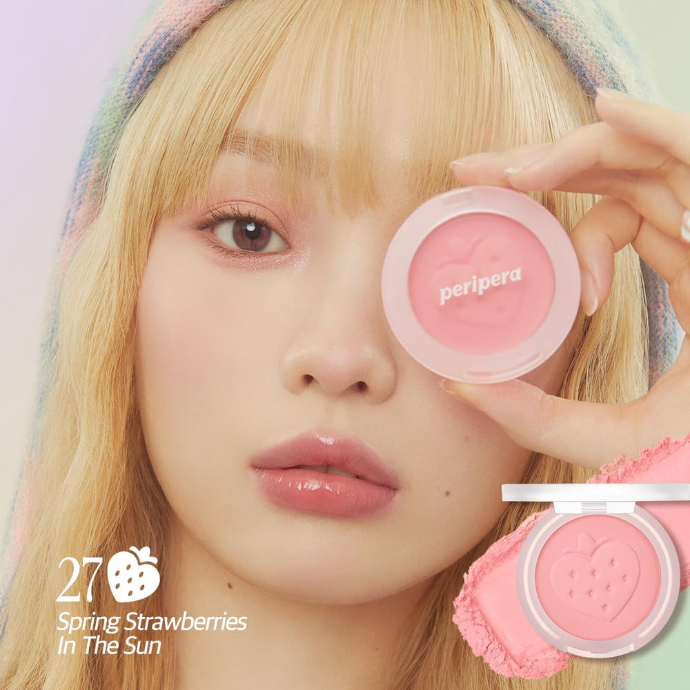 Peripera Pure Blushed Sunshine images highlight radiant glow and subtle pore-blurring effects.