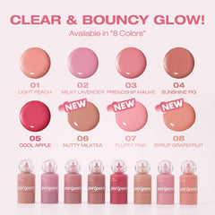 Peripera Syrupy Tok Cheek 01 Light Peach application on finger highlights easy radiance