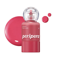 Peripera Syrupy Tok Cheek bottle pour showing dewy glow and easy dispensing