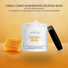 Close-up of Perlier Honey Revitalizing Body Cream texture highlighting nourishing consistency