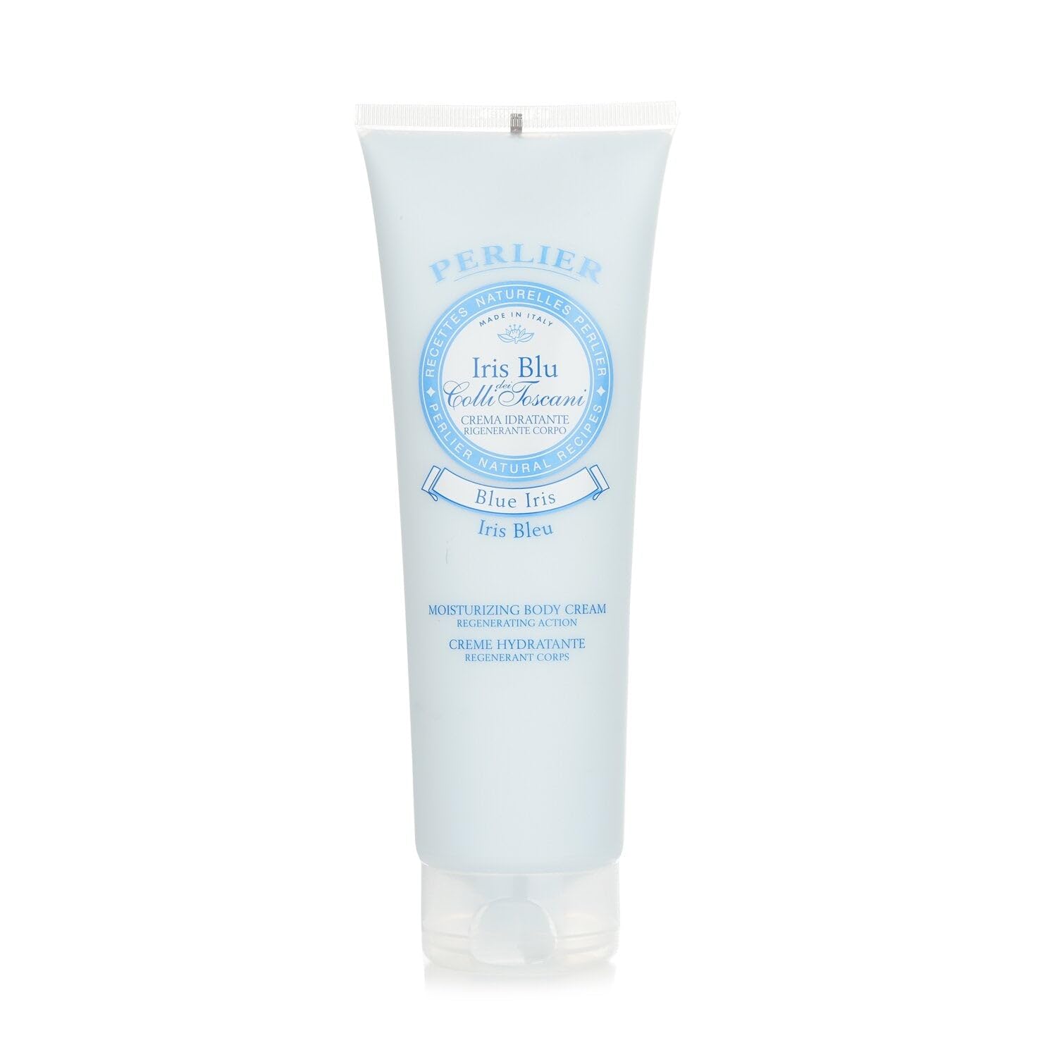 Perlier Iris Blu dei Colli Toscani cream tube—front view for easy application and branding.