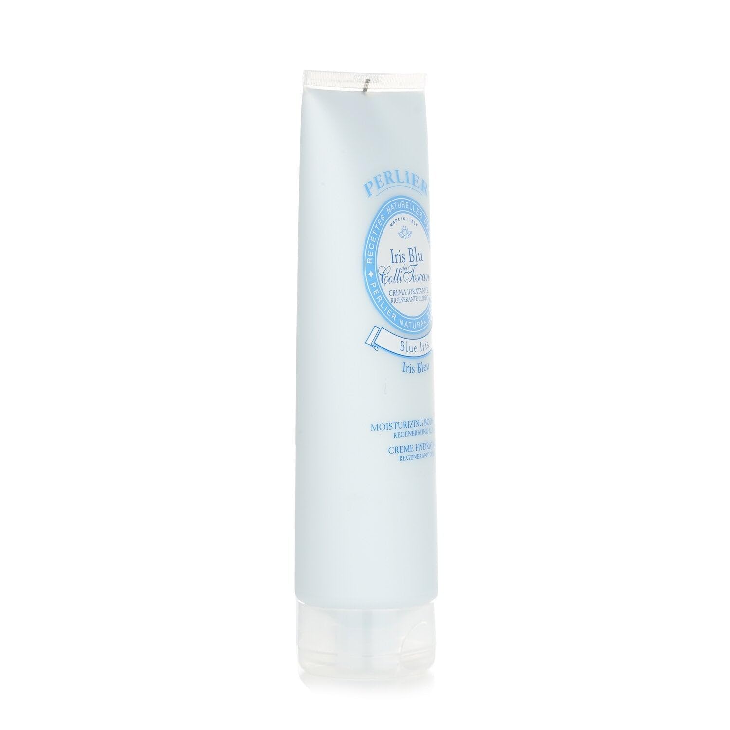 Perlier Iris Blu dei Colli Toscani cream texture close-up—creamy consistency for daily moisture.