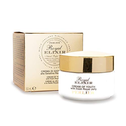 Perlier Royal Elixir Cream of Youth texture swatch on skin for mature, hydrated feel