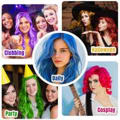 Permotary easy-wash-out wax applied to damp hair for quick color changes
