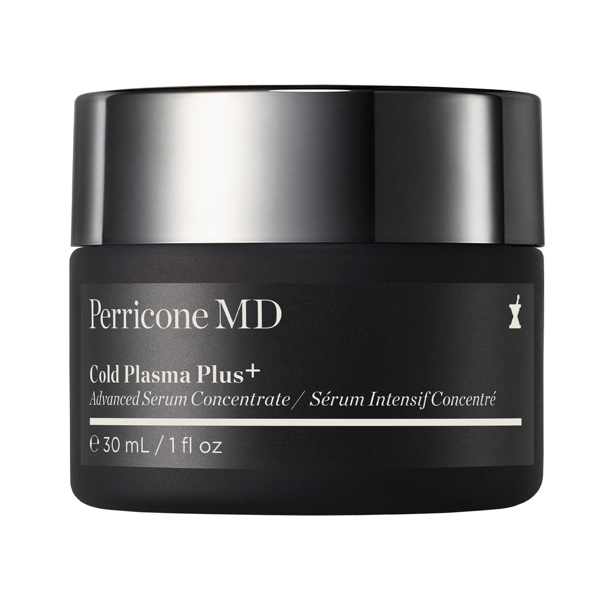 Perricone MD Cold Plasma Plus+ bottle pour supports radiant, even-toned skin.
