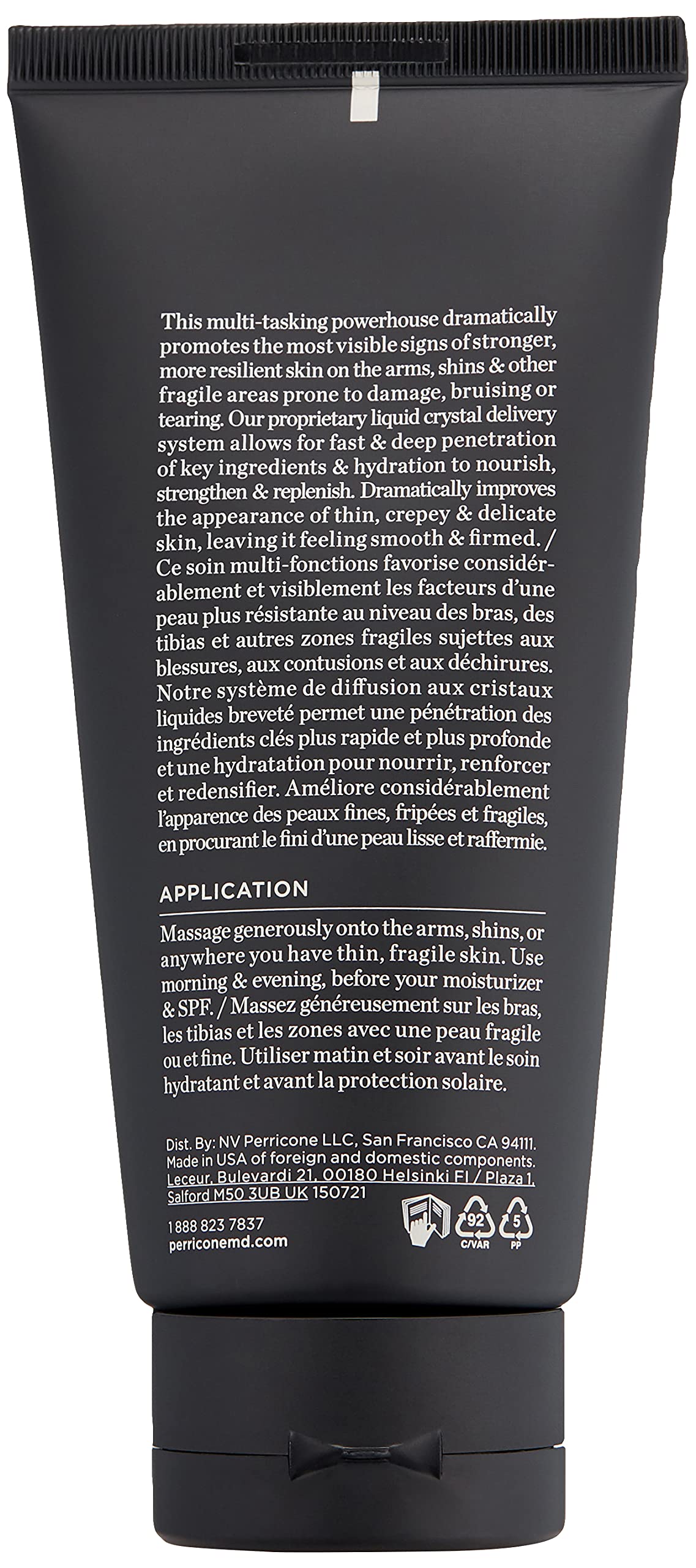 Perricone MD Cold Plasma Plus+ Fragile Skin Therapy arm application demonstrates targeted use.