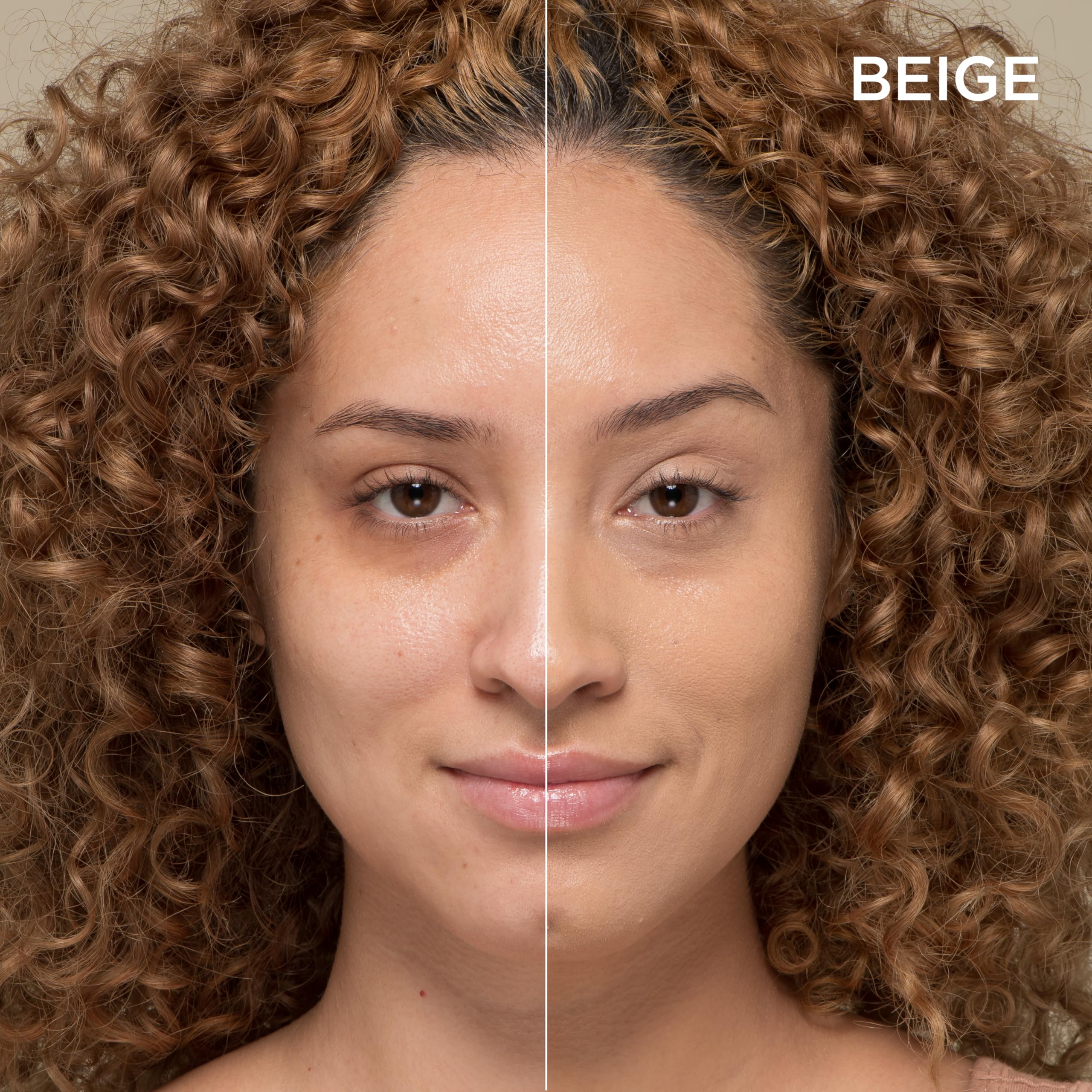 Beige shade applied to model’s cheek for a smooth, even look