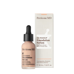 Perricone MD No Makeup Foundation Serum porcelain bottle cap close-up for daily use.