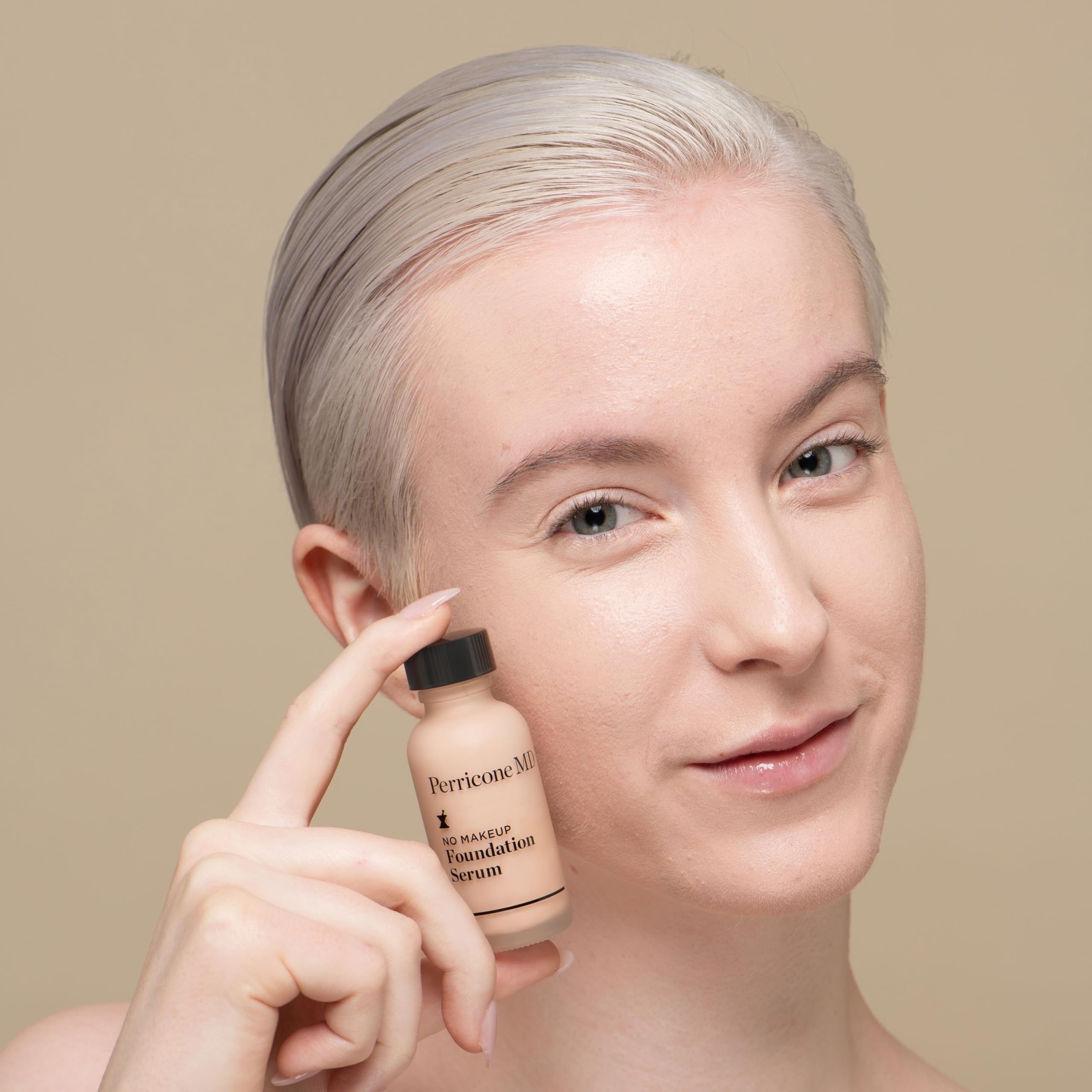 Perricone MD No Makeup Foundation Serum SPF 20 label indicating daily sun protection.