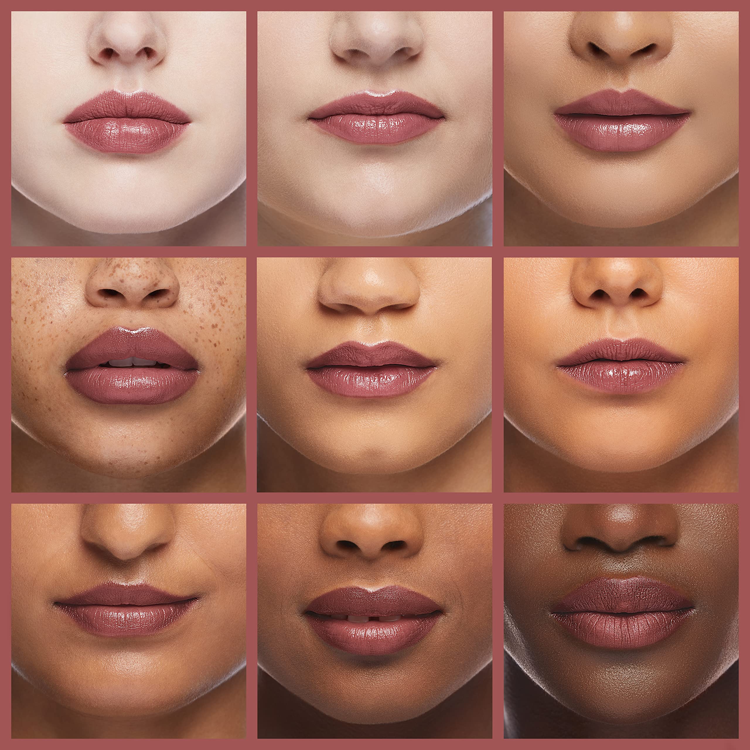 Perricone MD No Makeup Lipstick Cognac with foundation pairing shows cohesive look with Tan shade
