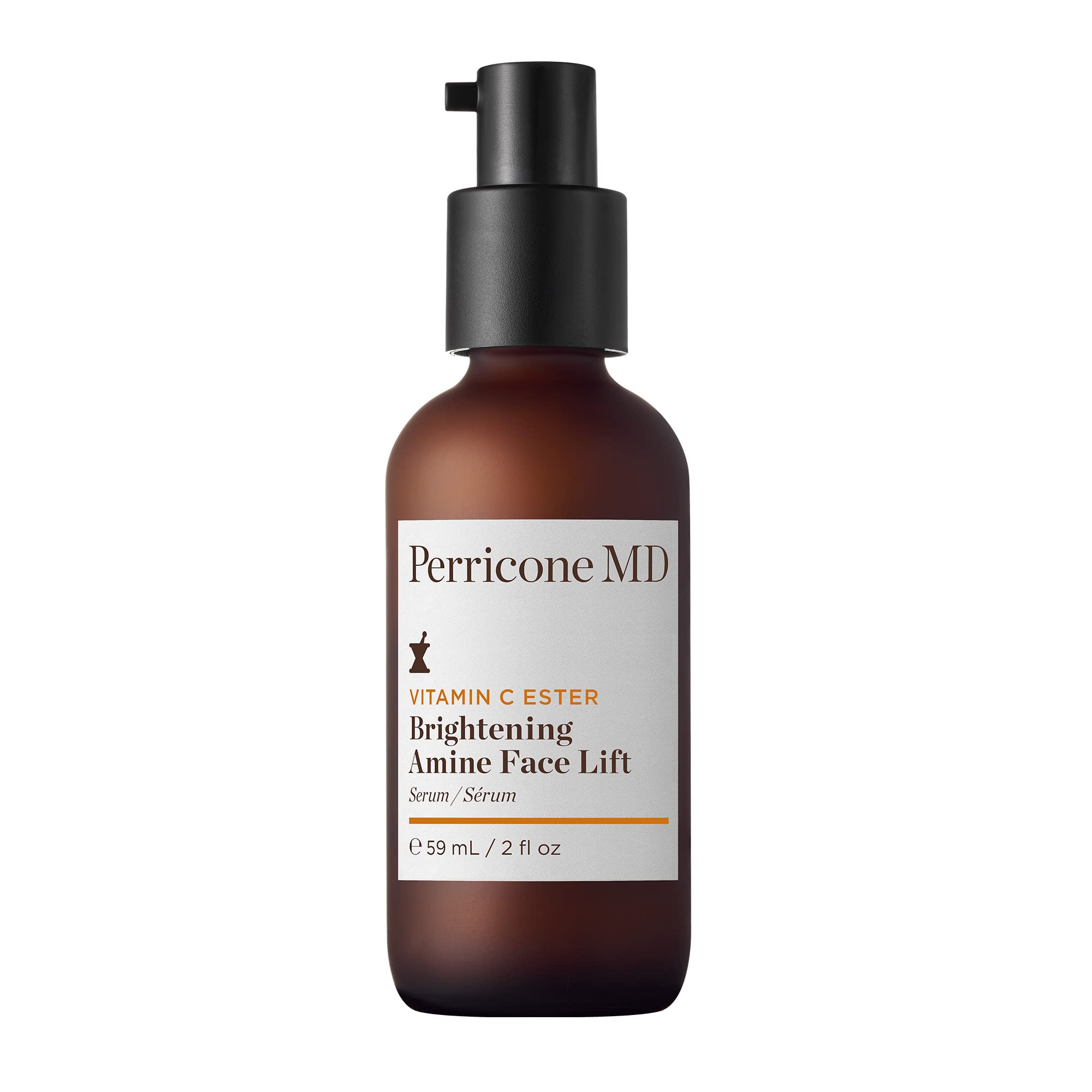 Perricone MD Vitamin C Ester Brightening Amine serum bottle for radiant, even-toned skin.