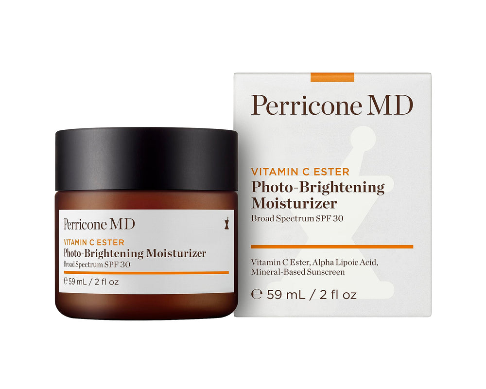 Perricone MD Vitamin C Ester SPF 30 bottle label highlights broad spectrum protection.