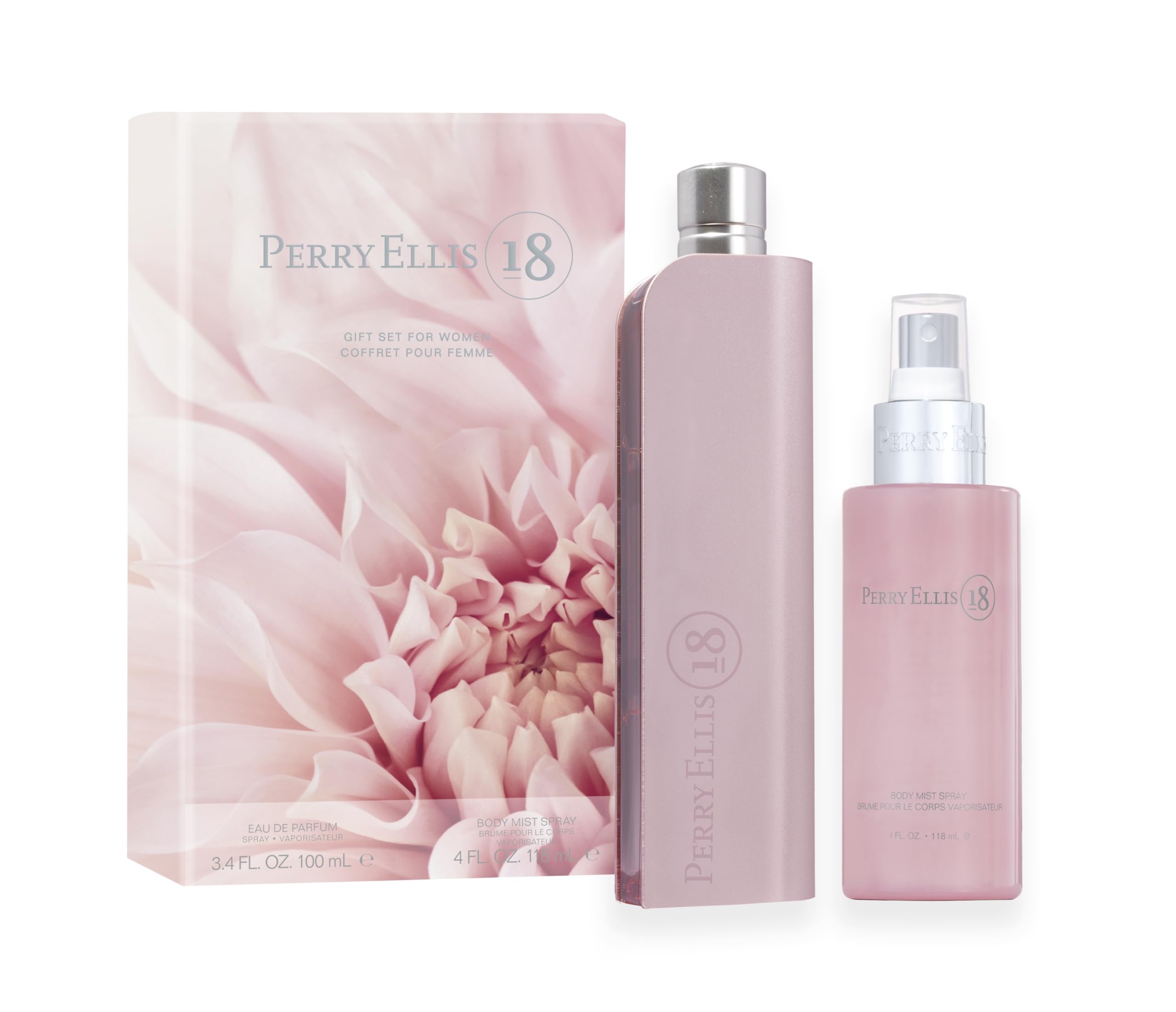Perry Ellis 18 for Women gift set EDP bottle close-up, ideal for gifting